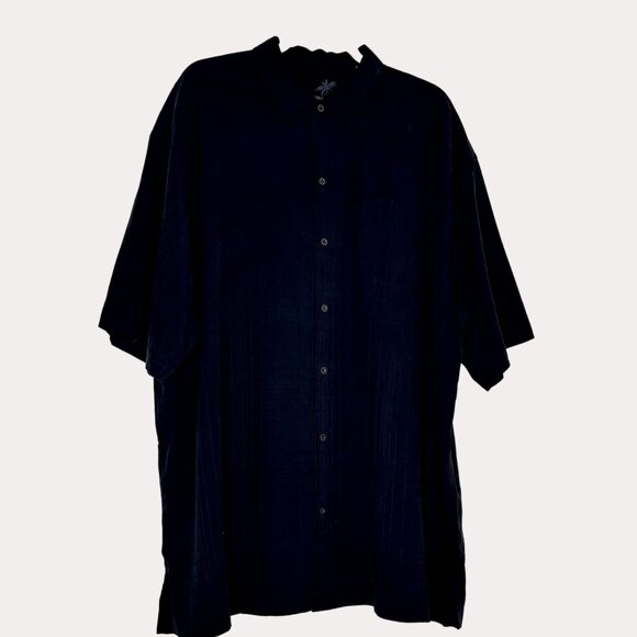 Tommy Bahama Silk Mens Button Front Top Shirt Textured Plaid Black XLX bf - Picture 1 of 4